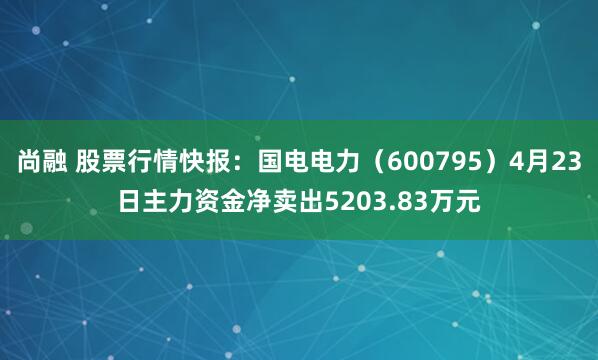 尚融 股票行情快报：国电电力（600795）4月23日主力资金净卖出5203.83万元
